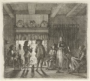 Interior with Figures by an Open Hearth
