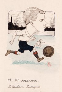 Bert Middlemiss, Tottenham Hotspur, drawing for a set of cigarette cards, 1907 by Rip