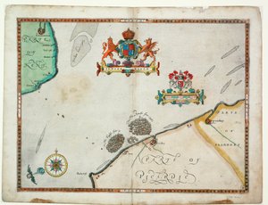 Dover to Sandwich and Blacknerse to Gravelines - The Spanish Armada and the English Fleet off Calais, c. 1590 by Robert (after) Adams