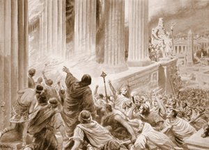 The Burning of the Library at Alexandria in 391 AD, Illustration from 