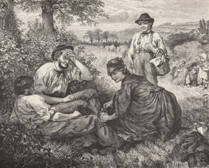 Farm workers resting during the harvest by Robert Barnes