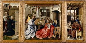 Triptych with the Annunciation (Merode Altarpiece) by Robert Campin