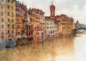 A Study of the Old Houses in Borgo S Jacopo, from the Arno, Looking West by Robert Charles Goff
