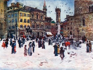 Piazza Della Signoria, with Palazzo Vecchio, the Towers of the Bargello, and Badia by Robert Charles Goff