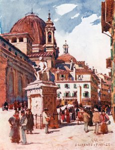 Piazza S Lorenzo, with the Statue of Giovanni delle Bande Nere by Robert Charles Goff