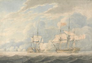 The Dutch Vice Admiral under Admiral De Winter Striking His Flag to the English Vice Admiral Onslow under Admiral Duncan at the Battle of Camperdown, 11th October 1797 by Robert Cleveley