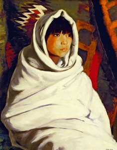 Indian Girl in a White Blanket by Robert Cozad Henri