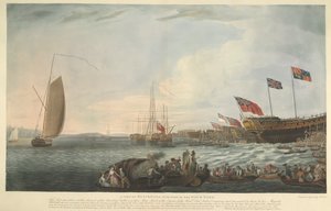 A View of Blackwall, with Part of the Dockyard, at the Launching of the Bombay Castle by Robert Dodd