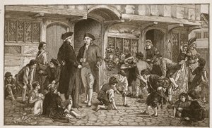 The origin of Sunday Schools: Hare Lane, Gloucester, 1780, illustration from 
