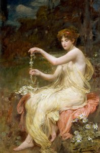Making Daisy Chains. Painting by Robert Fowler. Private Collection