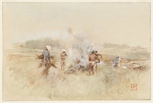 At Work Heaping Brush on Smouldering Fires by Robert Frederick Blum