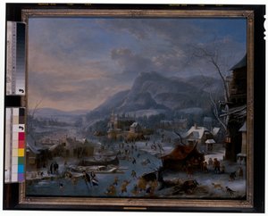 Winter: A Frozen Winter Landscape with Peasants by Robert Griffier