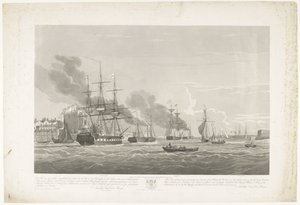 Departure of Twelve Dutch Merchant Ships from the Port of Portsmouth, 1833 (plate 2) by Robert Havell (II)