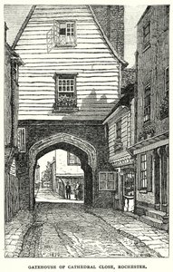 Gatehouse of Cathedral Close, Rochester (engraving) by Robert Langton