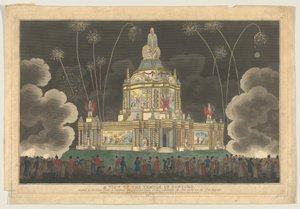 A View of the Temple of Concord Erected in the Green Park, to Celebrate the G... by Robert Laurie