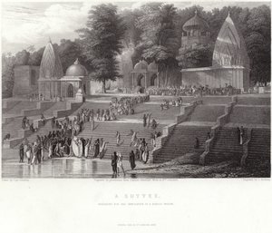 A Suttee, preparing for the immolation of a hindoo widow by Robert Melville Grindlay