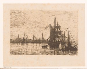 View of Antwerp with Ships in the Foreground by Robert Mols