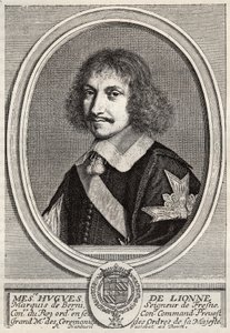 Portrait of Hugues de Lionne (1611 - 1671), Marquis de Fresnes, Lord of Berny, Diplomat and Minister of State under Louis XIV. Engraving by Robert Nanteuil