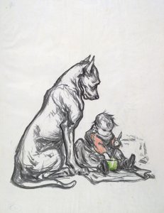 Dog and child by Robert Noir