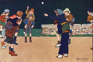 The cavaliere bullet. Engraving in "What are we playing?" by E. Weber with watercolour drawings by Robert Salles. Librairie Garnier Freres, Paris