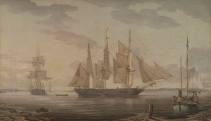 Ships in Harbor by Robert Salmon