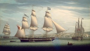 The Ship Favorite Maneuvering Off Greenock by Robert Salmon