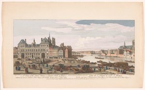 View of the Town Hall and the Seine River in Paris (series title: Paris) by Robert Sayer