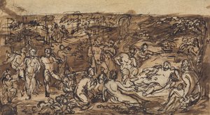 Figure Studies of a Group of People in a Wooded Clearing by Robert Smirke