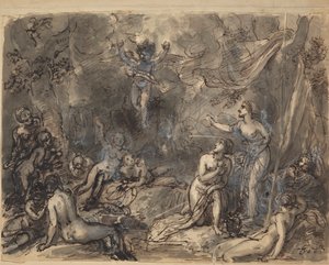 Study of Nude Figures in a Wooded Area