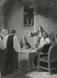 The Bishops before the Privy Council, 1688, engraved by George Noble, Illustration from David Hume