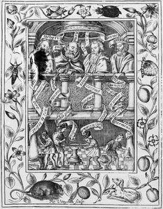Great alchemists inspire work in the laboratory from Theatrum Chemicum Britannicum by Robert Vaughan