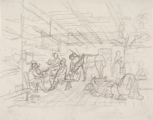 Interior Sketch with Portrait of Merchant Julin by Robert Wilhelm Ekman