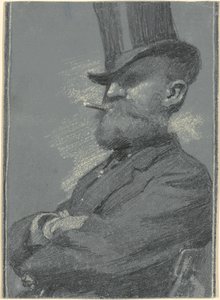 Man in Top Hat, Smoking a Cigar by Robert William Vonnoh