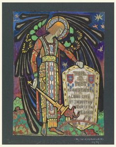 Design for Stained Glass Memorial Window to Thomas J. Post by Robert Winthrop Chanler