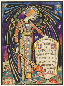 Design for Stained Glass Memorial Window to Thomas J. Post