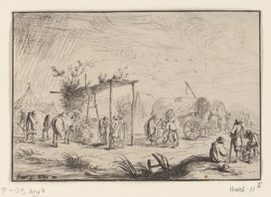 Blacksmith in a Camp (Various Encampments) by Robert van den Hoecke