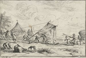 Setting Up a Tent (Various Camps series) by Robert van den Hoecke