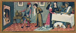 January - dinner at New Year, 15th century by Robinet Testard