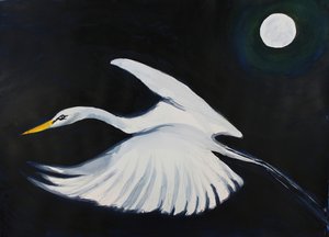 Moonlit White Egret by RodMacIver