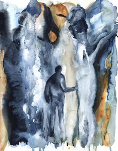 Solitary Blue Abstract Landscape by RodMacIver