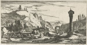 Mountainous Landscape with Column by Roelant Roghman