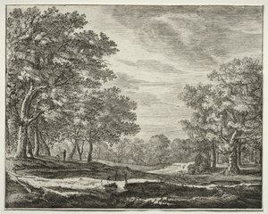Six Views in the Wood of the Hague: A Man with a Staff in His Hand