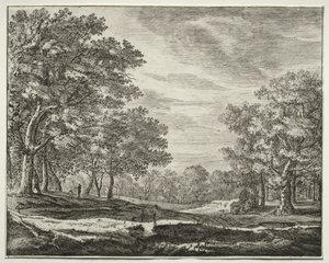 Six views in the Wood of the Hague: Plate 5, A Man with a Staff in His Hand