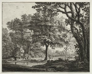 Six Views in the Wood of the Hague: Plate 6, Two Deer by Roelant Roghman