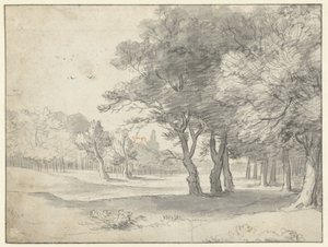 View in the Haagse Bos, with the Grote Kerk, The Hague, in the Distance by Roelant Roghman