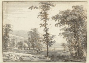 Wooded Landscape with a Traveller on a Path by Roelant Roghman