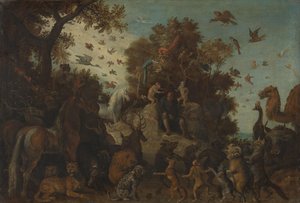 The Poet Crowned by Two Apes at the Feast of the Animals by Roelant Savery (workshop of)