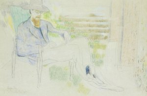 Lytton Strachey Writing in the Garden by Roger Eliot Fry