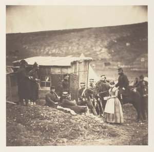Camp of the 4th Dragoon Guards, convivial party, French and English by Roger Fenton