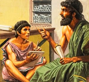 Writing lesson in ancient Athens by Roger Payne